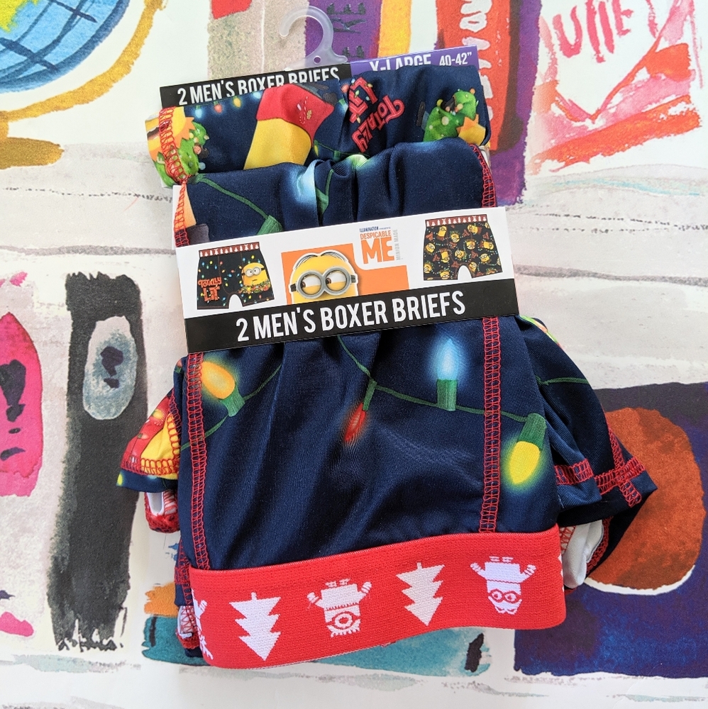 NEW 2 Pairs Despicable Me Christmas Boxer Briefs
